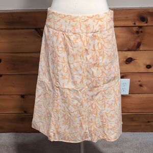 GAP Cream and Orange A-Line Skirt Knee-Length Casual